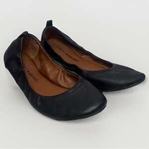 Lucky Brand Emmie Ballet Flats Black Leather Size 7 Womens Flats